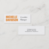 Beruflich Modern Orange White Minimalistisch Schli Mini Visitenkarte (Vorne/Hinten)