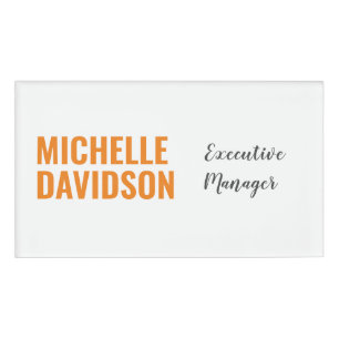 Beruflich Modern Orange White Minimalistisch Schli Namenschild