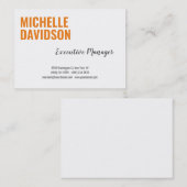 Beruflich Modern Orange White Minimalistisch Schli Visitenkarte (Vorne/Hinten)