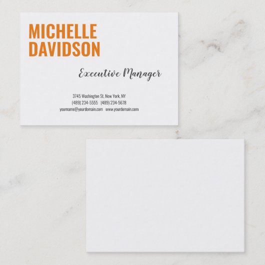 Beruflich Modern Orange White Minimalistisch Schli Visitenkarte (Vorne/Hinten)