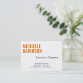 Beruflich Modern Orange White Minimalistisch Schli Visitenkarte (Stehend Vorderseite)