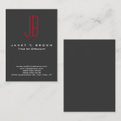 Beruflich Modern Red Monogram Grau Visitenkarte (Vorne/Hinten)