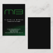 Beruflich-Modern-Schwarz-Grün-Monogramm Visitenkarte (Vorne/Hinten)