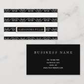 Beruflich Modern Schwarz-weiß gestreift Visitenkarte (Vorne/Hinten)