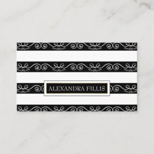 Beruflich Modern Schwarz-weiß gestreift Visitenkarte