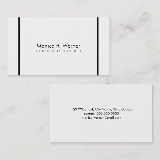 beruflich modern, schwarz/weiß minimalistisch visitenkarte (Vorne/Hinten)