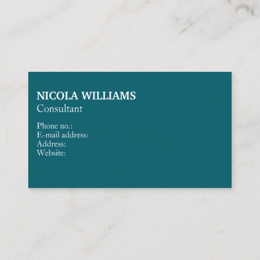 Beruflich Modern Simple Minimalistisch Dark Aquama Visitenkarte (Rückseite)