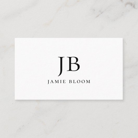 Beruflich Modern Simple Monogram Initial Name Visitenkarte (Vorderseite)