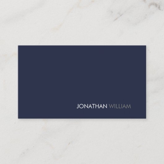 Beruflich Modern Simple Navy Blue Minimalistisch Visitenkarte (Vorderseite)