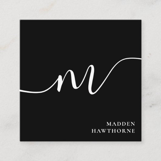 Beruflich Modern Simple Script Monogram Initial Quadratische Visitenkarte (Vorderseite)