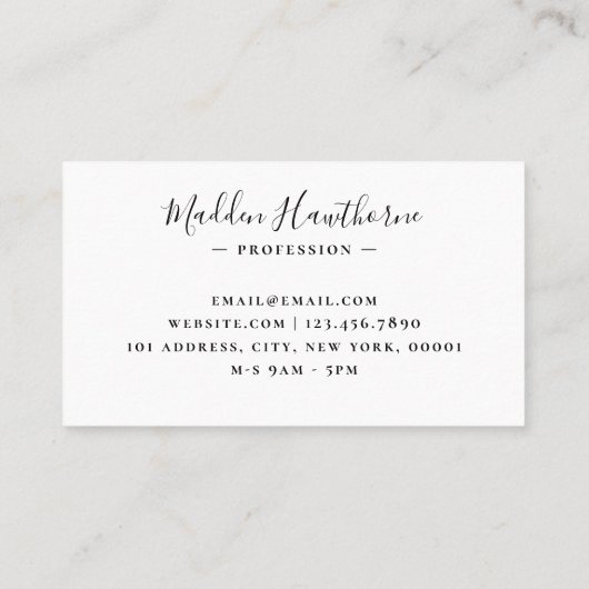 Beruflich Modern Simple Script Monogram Initial Visitenkarte (Rückseite)