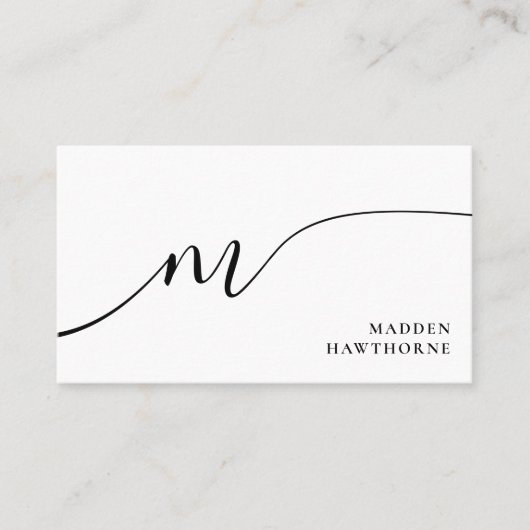 Beruflich Modern Simple Script Monogram Initial Visitenkarte (Vorderseite)