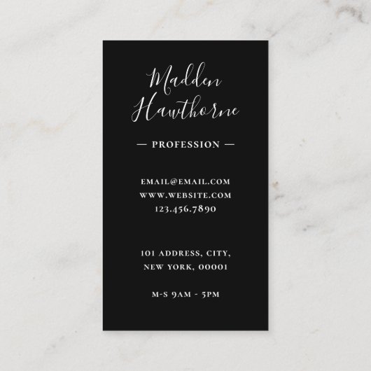 Beruflich Modern Simple Script Monogram Initial Visitenkarte (Rückseite)