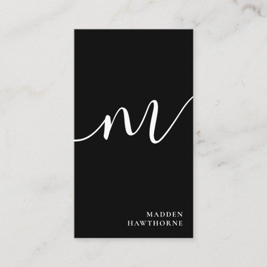 Beruflich Modern Simple Script Monogram Initial Visitenkarte (Vorderseite)