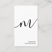 Beruflich Modern Simple Script Monogram Initial Visitenkarte (Vorderseite)