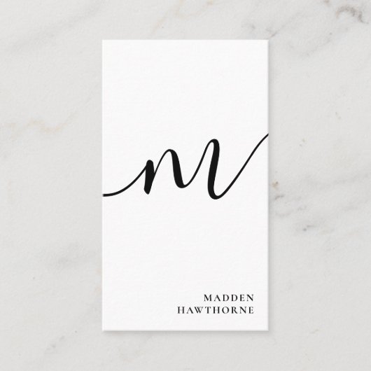 Beruflich Modern Simple Script Monogram Initial Visitenkarte (Vorderseite)