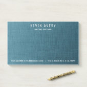 Beruflich moderne Blue Linen Texture Post-it Klebezettel (Auf Schreibtisch)
