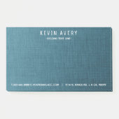 Beruflich moderne Blue Linen Texture Post-it Klebezettel (Vorderseite)