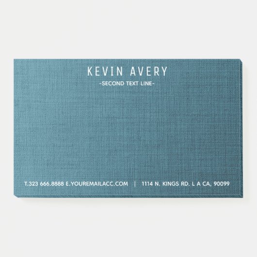 Beruflich moderne Blue Linen Texture Post-it Klebezettel (Vorderseite)