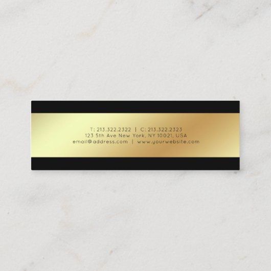 Beruflich Moderne Elegante Black Gold Chic Mini Visitenkarte (Rückseite)