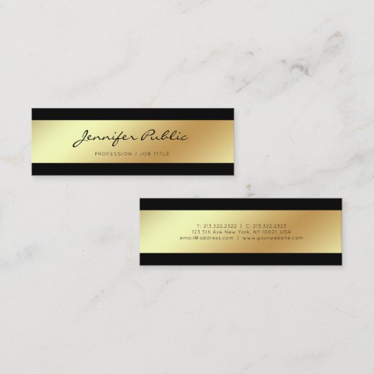 Beruflich Moderne Elegante Black Gold Chic Mini Visitenkarte (Vorne/Hinten)