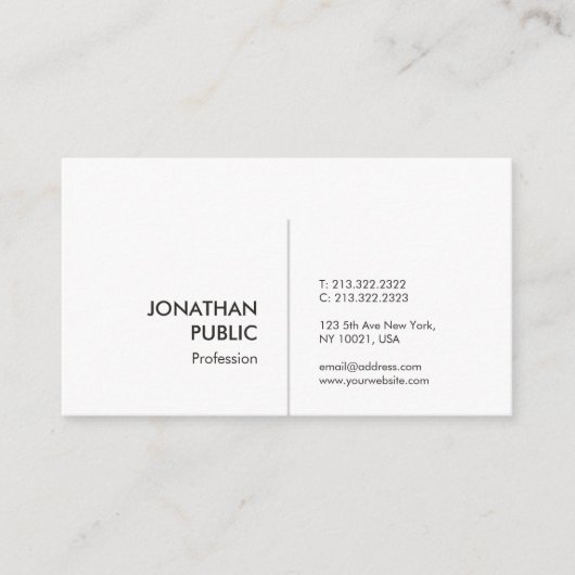 Beruflich Moderne Elegante Einfache Schlichte Cool Visitenkarte (Vorderseite)