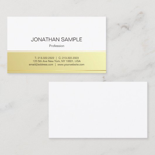 Beruflich Moderne Elegante Gold Schlichte Eleganz Visitenkarte (Vorne/Hinten)