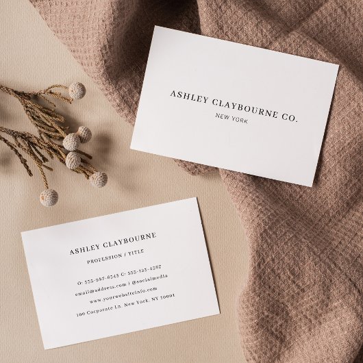 Beruflich Moderne Elegante Schlicht Weiß Minimalis Visitenkarte