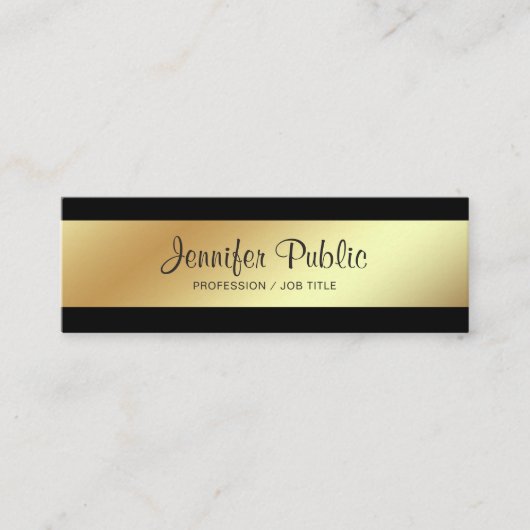 Beruflich Moderne Elegante Schwarz und Gold Schlic Mini Visitenkarte (Vorderseite)