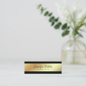 Beruflich Moderne Elegante Schwarz und Gold Schlic Mini Visitenkarte (Stehend Vorderseite)