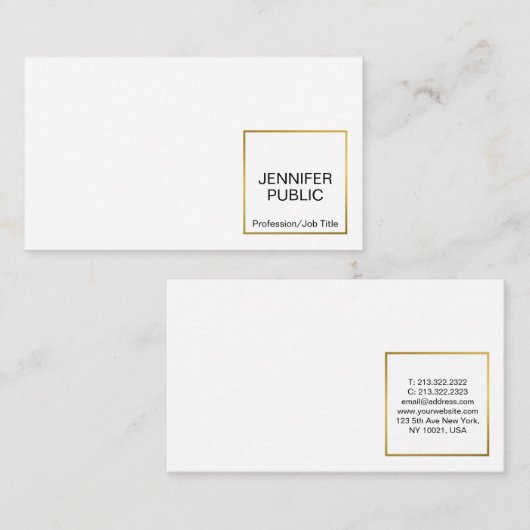 Beruflich Moderne Elegante Weißes Gold Saubere Visitenkarte (Vorne/Hinten)