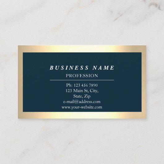 Beruflich Moderne Golden Simply Blue Navy Visitenkarte (Rückseite)