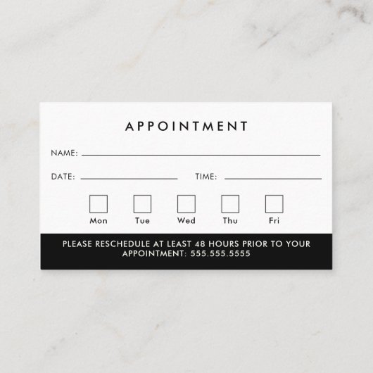 Beruflich Moderne Minimalistische einfache Ernennu Visitenkarte (Rückseite)