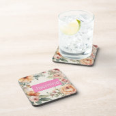 Beruflich Moderne Minimalistische Rose Blumenname Getränkeuntersetzer (Rechte Seite)