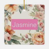 Beruflich Moderne Minimalistische Rose Blumenname Keramikornament (Rückseite)