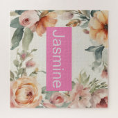 Beruflich Moderne Minimalistische Rose Blumenname Puzzle (Horizontal)