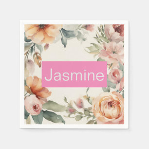 Beruflich Moderne Minimalistische Rose Blumenname Serviette
