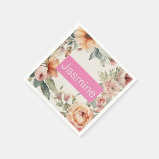 Beruflich Moderne Minimalistische Rose Blumenname Serviette (Ecke)