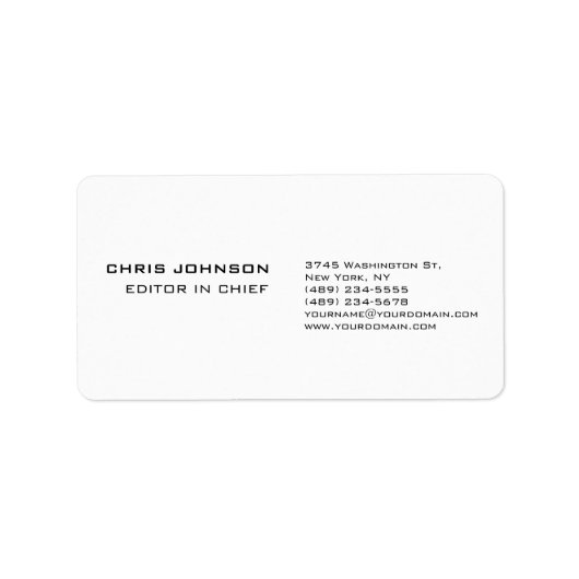 Beruflich Moderne Schlichte, einfache Premium-Seid Adressaufkleber (Vorne)