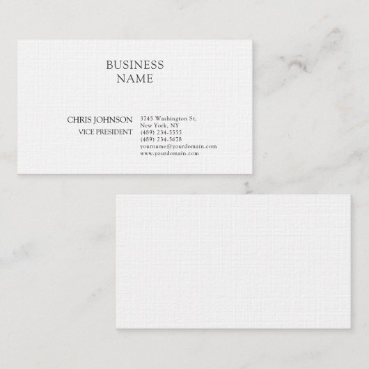 Beruflich Moderne Schlichte Premium-Wäsche Visitenkarte (Vorne/Hinten)