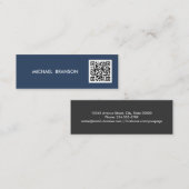 Beruflich Moderner blauer Minimalistischer QR-CODE Mini Visitenkarte (Vorne/Hinten)