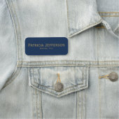 Beruflich Moderner Dunkelblau & Gold Schriftart: E Namensschild (Beispiel)