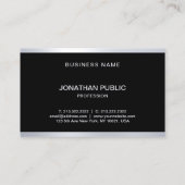 Beruflich Moderner Glamour Schwarzes Silber Elegan Visitenkarte (Rückseite)