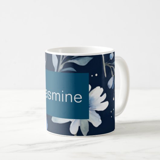 Beruflich Moderner Minimalistischer Blauer Blumenn Kaffeetasse (VorderseiteRechts)