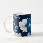 Beruflich Moderner Minimalistischer Blauer Blumenn Kaffeetasse (Links)