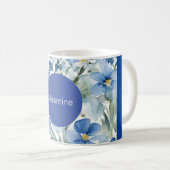 Beruflich Moderner Minimalistischer Blauer Blumenn Kaffeetasse (VorderseiteRechts)