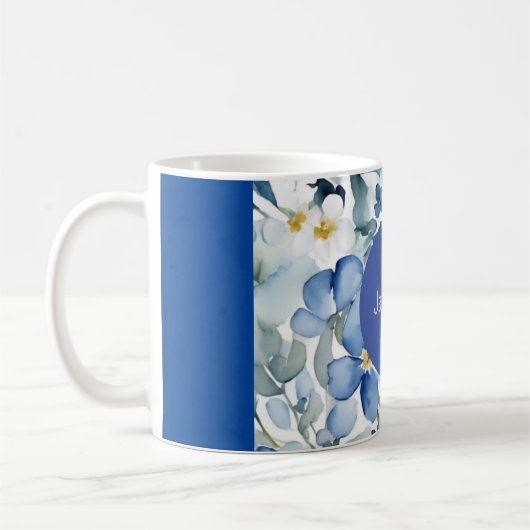 Beruflich Moderner Minimalistischer Blauer Blumenn Kaffeetasse (Links)
