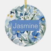 Beruflich Moderner Minimalistischer Blauer Blumenn Keramik Ornament (Vorne)