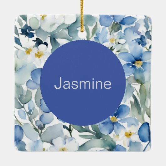 Beruflich Moderner Minimalistischer Blauer Blumenn Keramikornament (Rückseite)