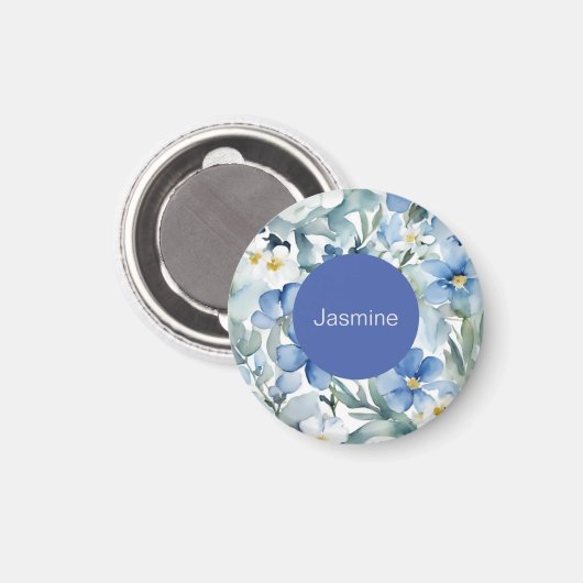 Beruflich Moderner Minimalistischer Blauer Blumenn Magnet (Vorderseite/Rückseite)